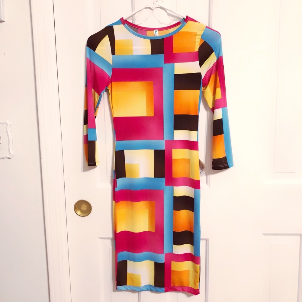Cube Print Midi Dress - NWT